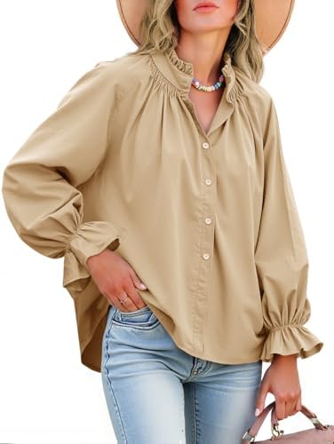 Livia - Cotton Puff Sleeve Button Down Blouse