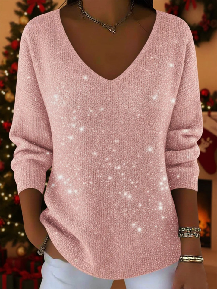 Zania - Festive V-neck Sweater for Celebrations