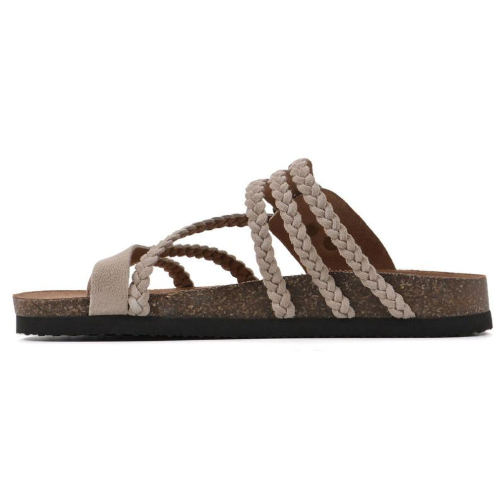 Hailey - Orthopedic Braided Cork Sandals