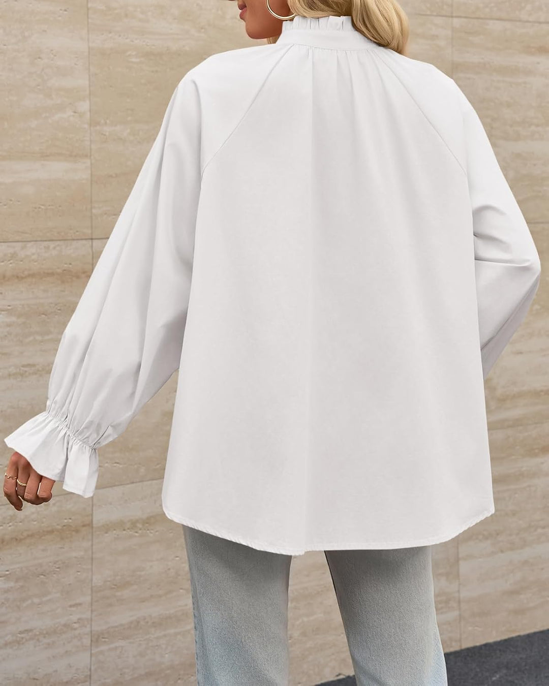 Livia - Cotton Puff Sleeve Button Down Blouse