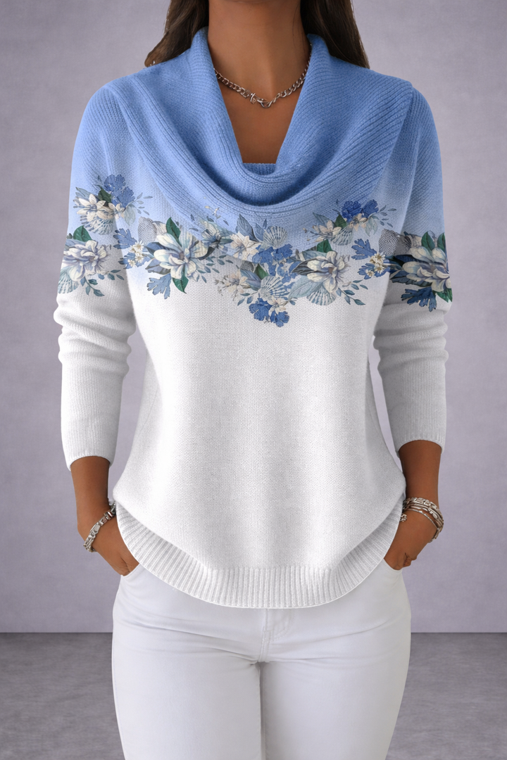 Jennie - Floral Sweater with Soft Neckline