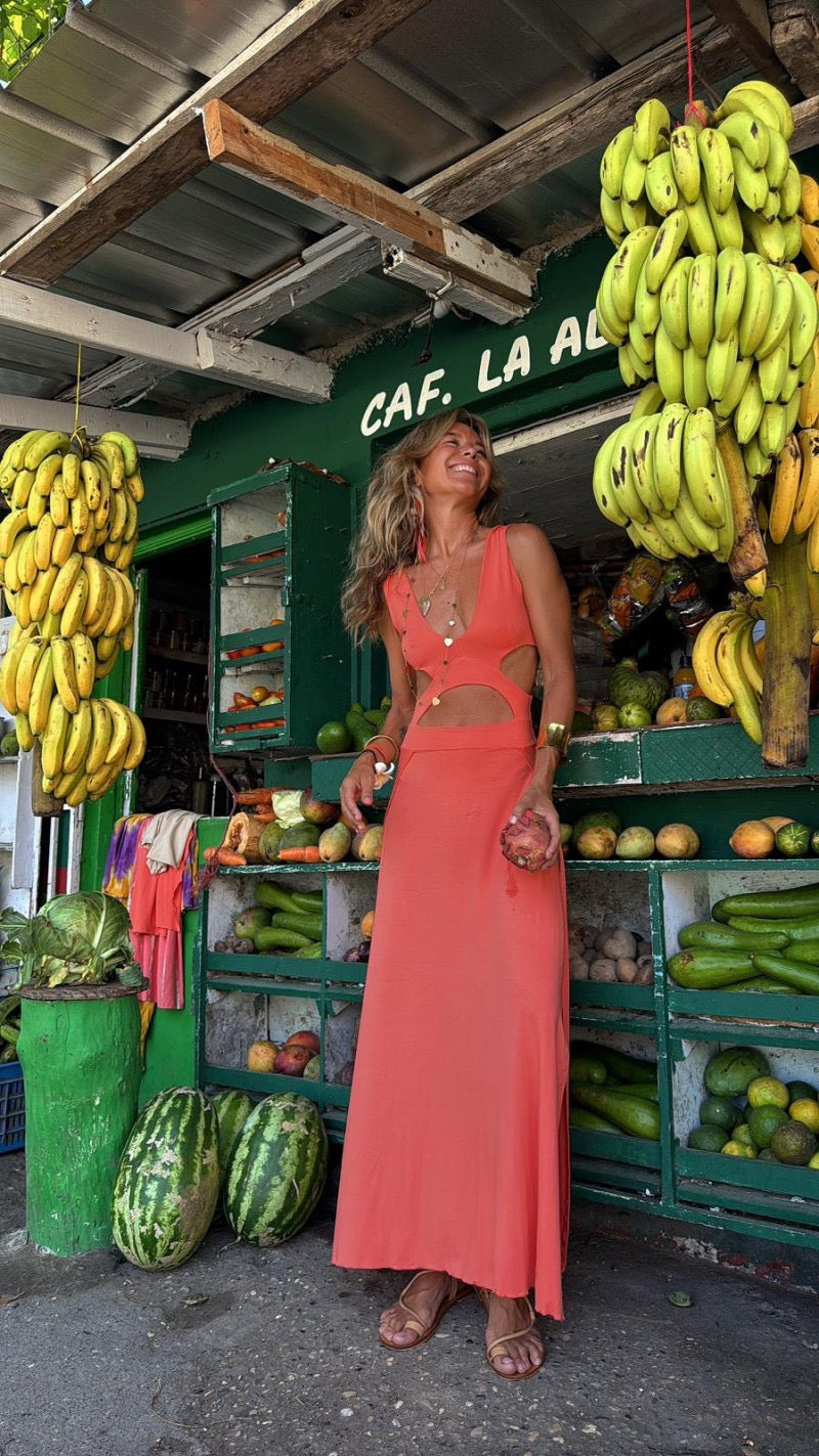 Bianca | Women's Plunge Cut-Out Maxi Dress 1