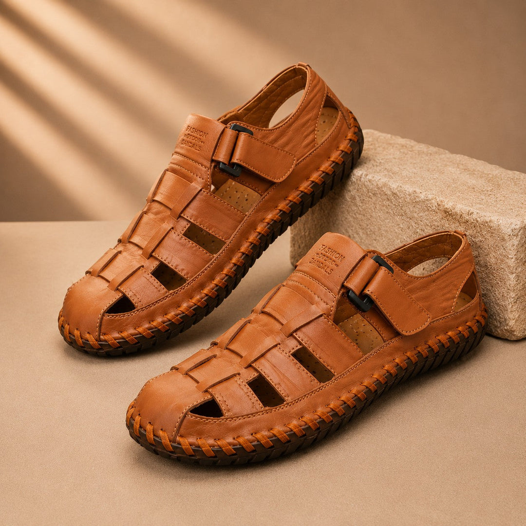 CRAFTSMAN STITCH LEATHER SANDALS
