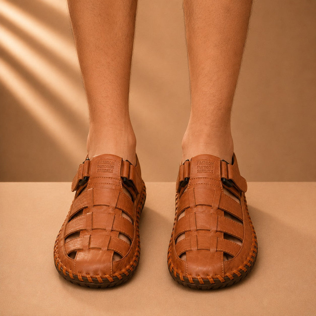 CRAFTSMAN STITCH LEATHER SANDALS