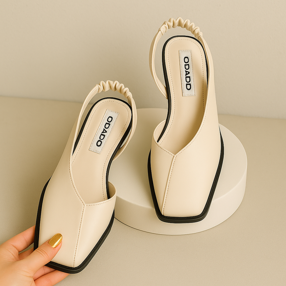 Nora | Black Slingback Flats 2
