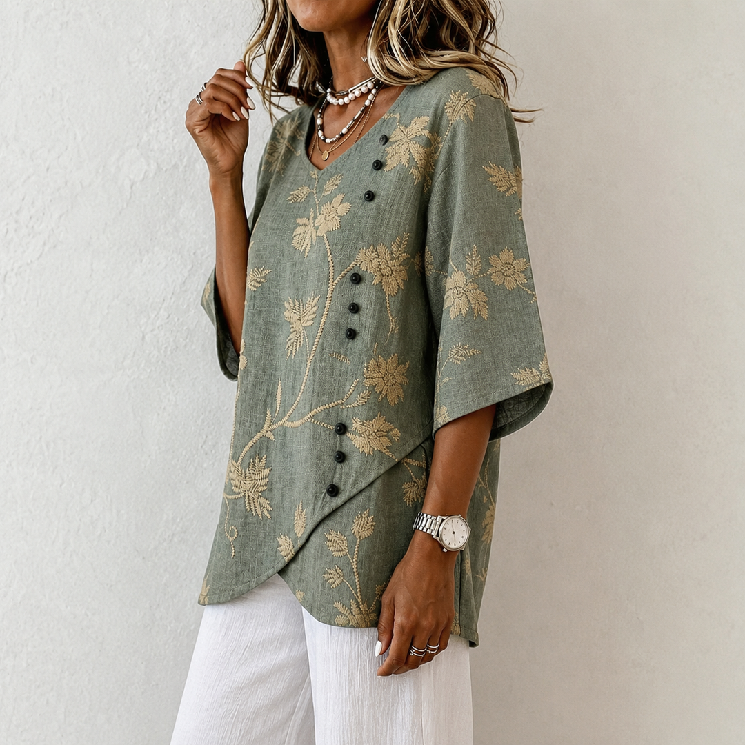 Denise - Floral Embroidered Blouse