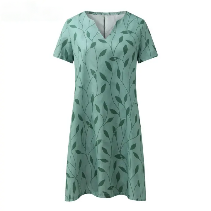 Deniel | Printed V-Neck A-Line Dress 3