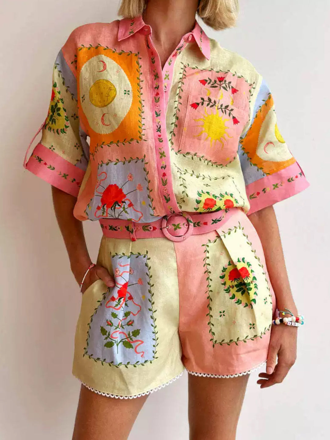 Emma | Women's Co Ord Set - Sunlit Garden Two Piece 0