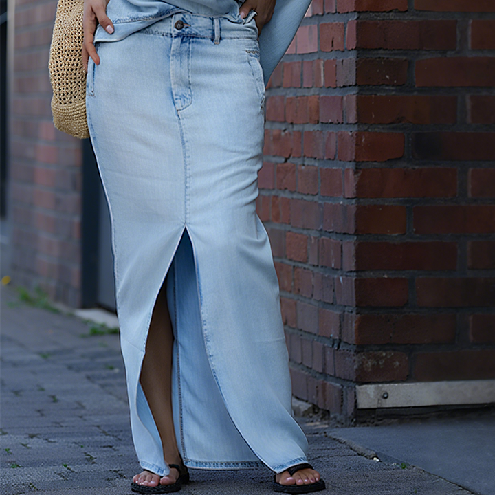 Emma | Women's Outfit: Asymmetrical Top & Denim Skirt 3