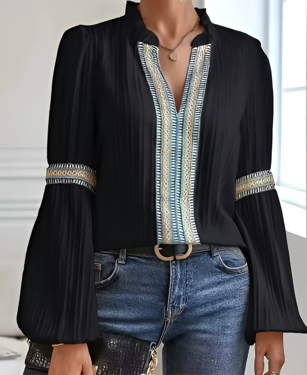 Emma | Women's Vintage V-Neck Blouse 5