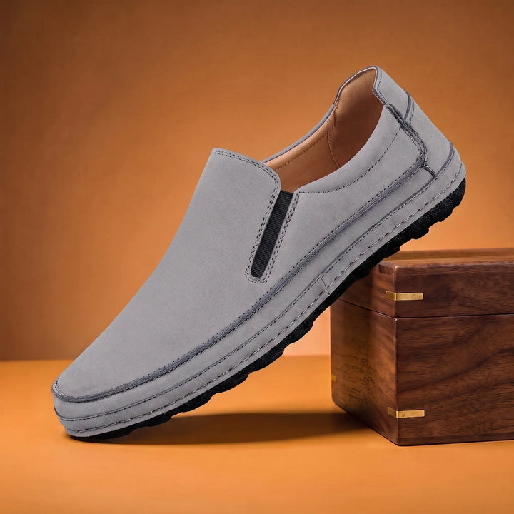 FROSTED SUEDE SLIP LOAFERS