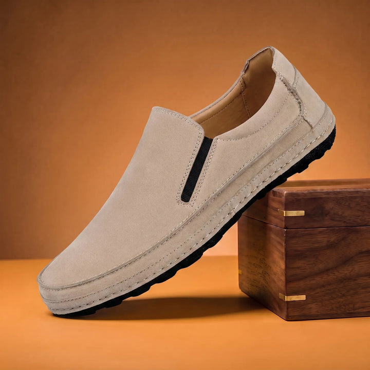 FROSTED SUEDE SLIP LOAFERS