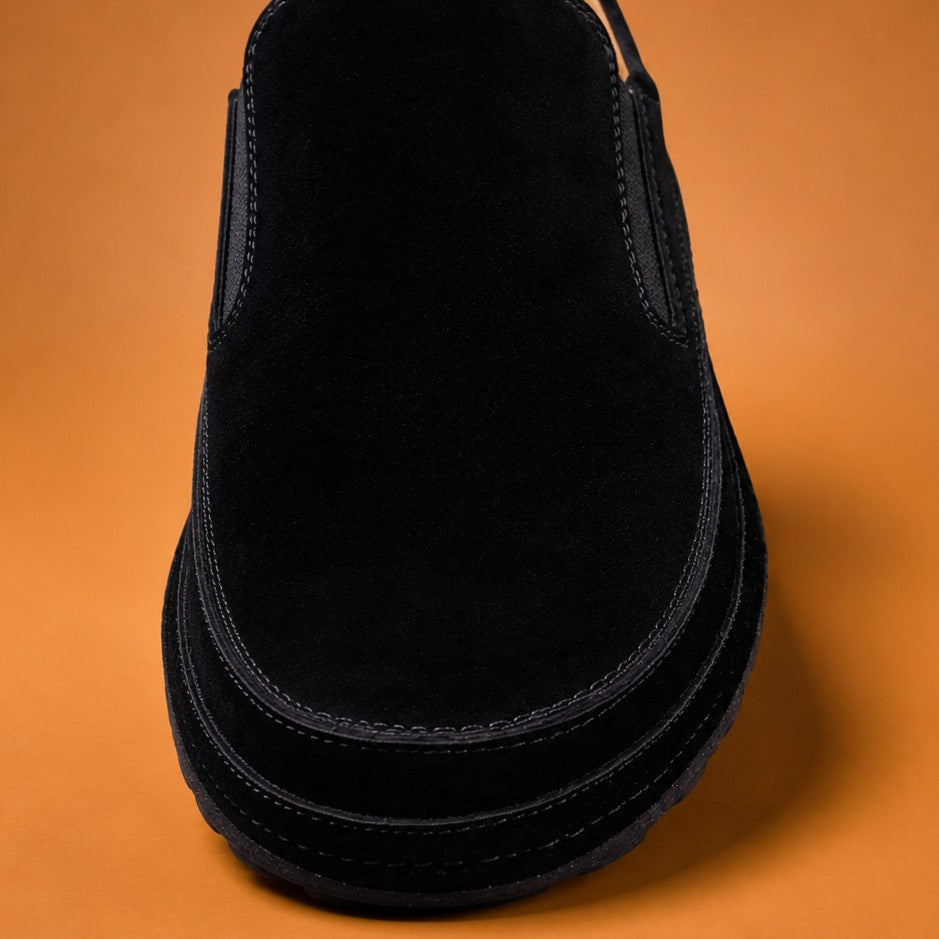FROSTED SUEDE SLIP LOAFERS
