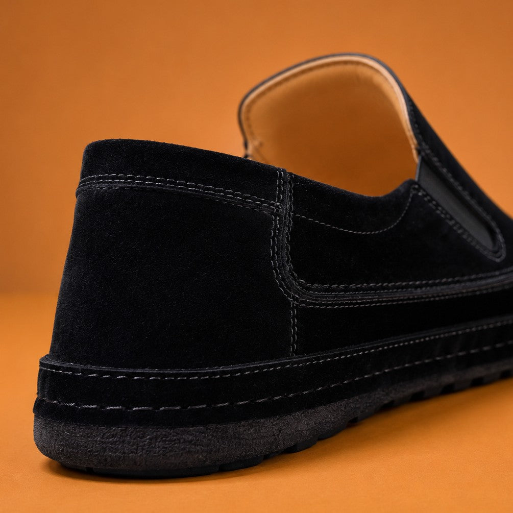 FROSTED SUEDE SLIP LOAFERS