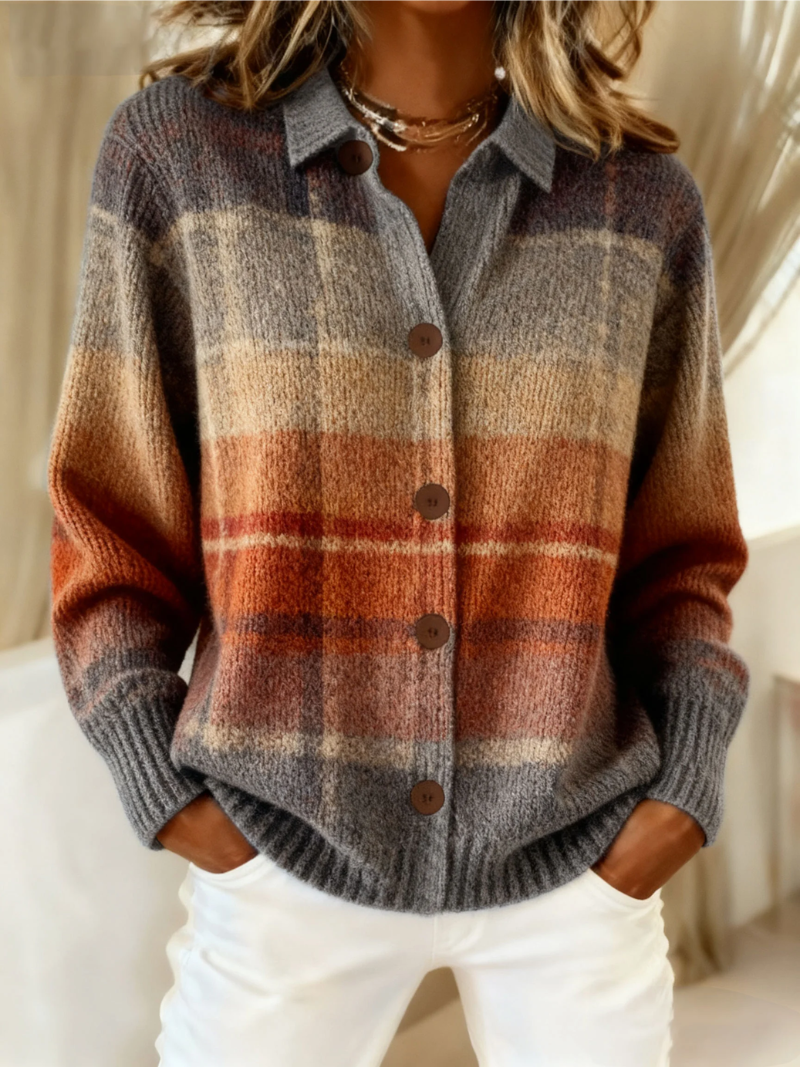 Florish | Checked blouse in warm autumnal hues 0