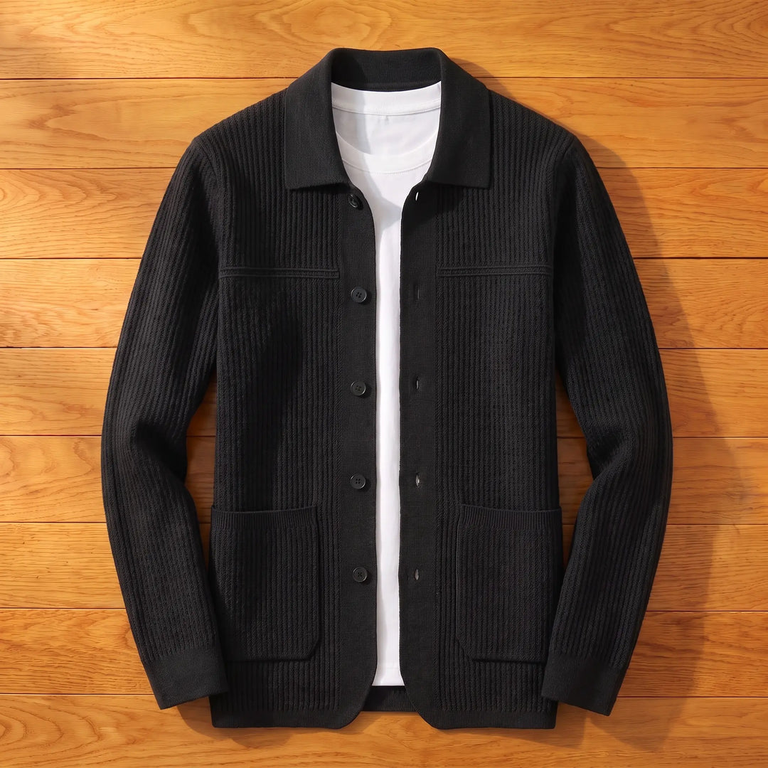 JACQUARD KNIT BUTTON CARDIGAN