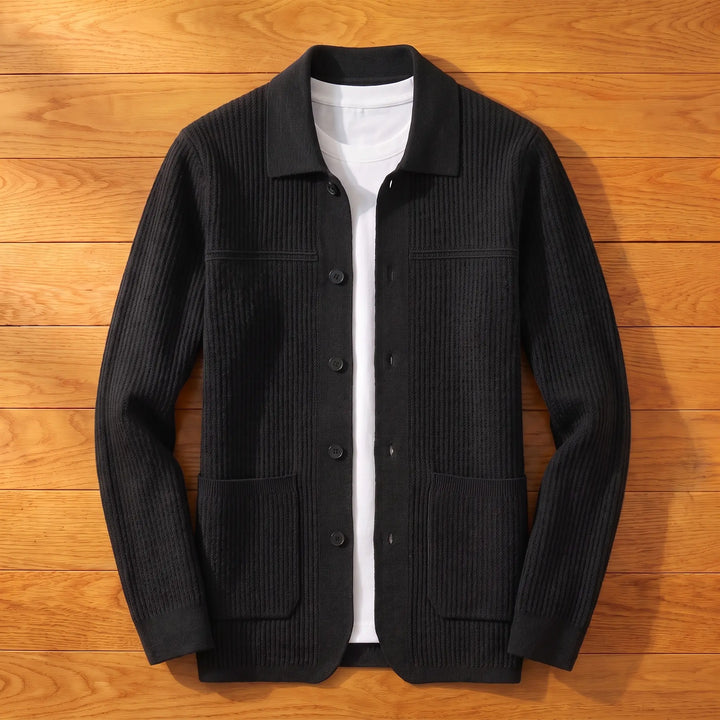 JACQUARD KNIT BUTTON CARDIGAN