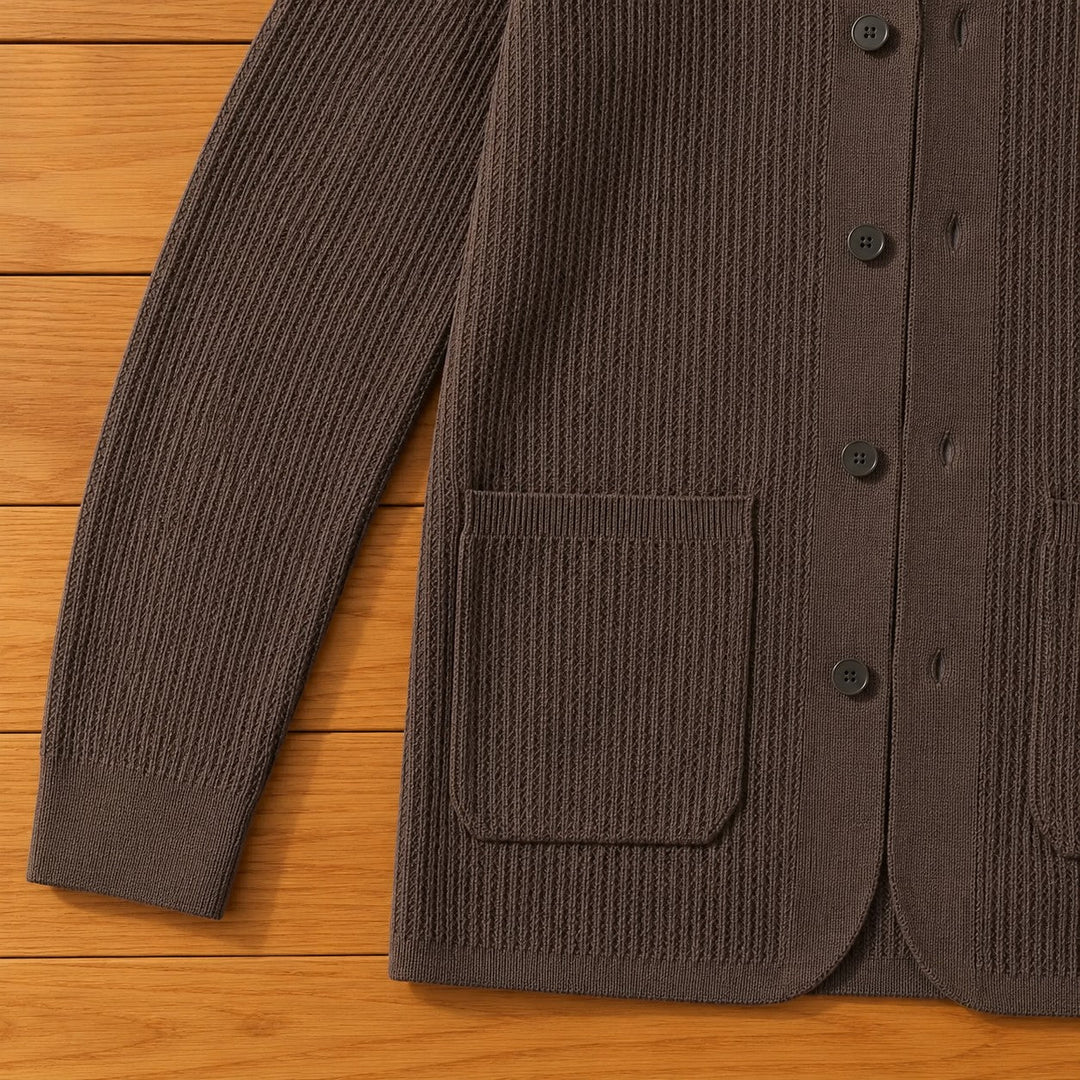 JACQUARD KNIT BUTTON CARDIGAN