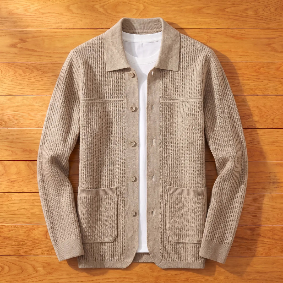 JACQUARD KNIT BUTTON CARDIGAN