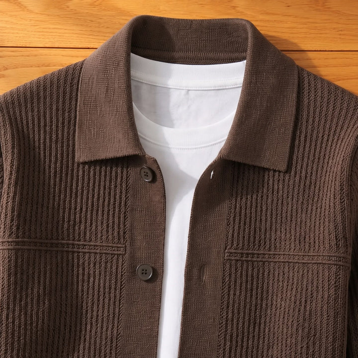 JACQUARD KNIT BUTTON CARDIGAN