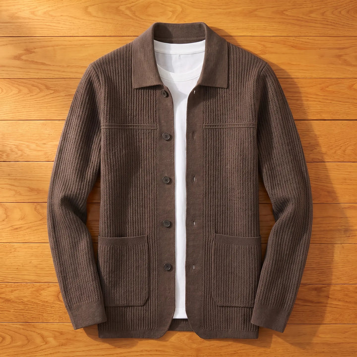 JACQUARD KNIT BUTTON CARDIGAN