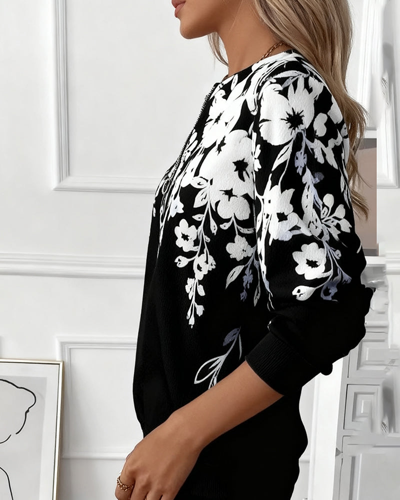 Marci | Printed half-zip sweatshirt with collar 1