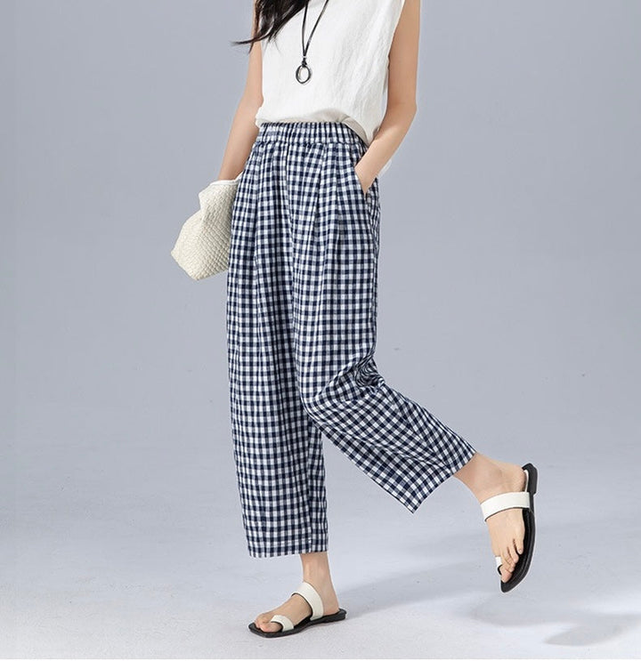 Mia | Women's Trousers Gingham Check 1
