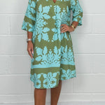 Alia | Elegant Printed Midi Summer Dress