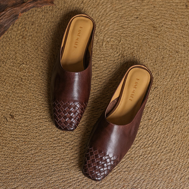 Mindy - Genuine Leather Square-Toe Sandals