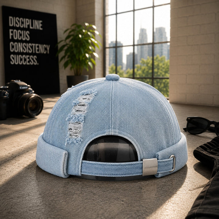 RIPPED DENIM DOCKER HAT