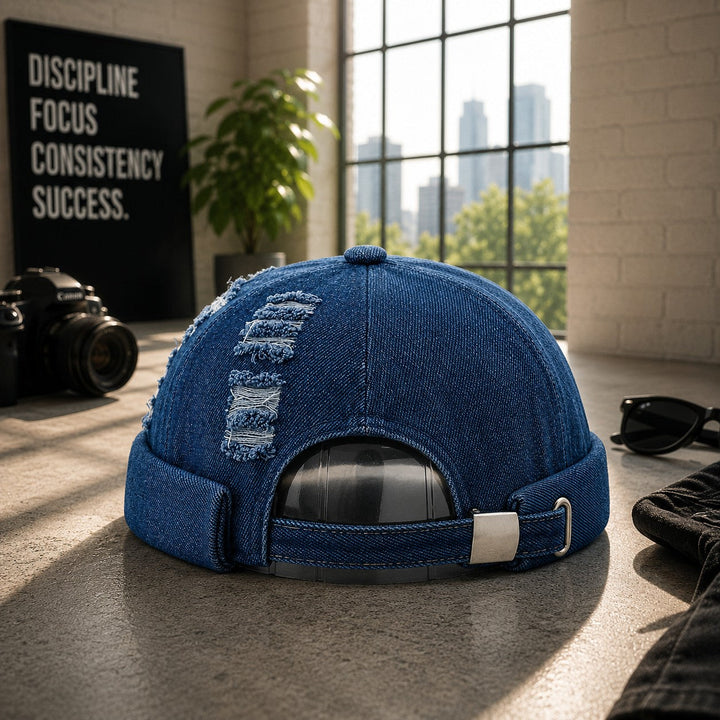 RIPPED DENIM DOCKER HAT