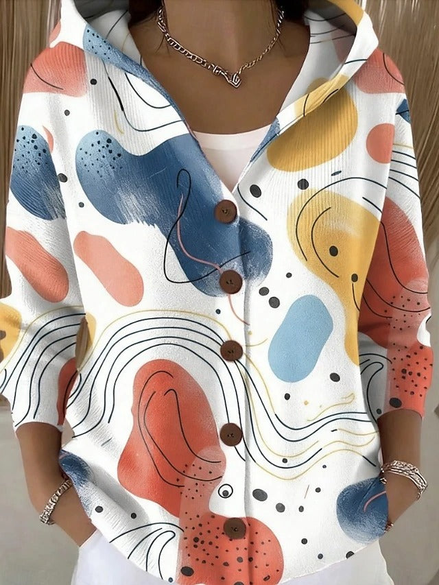 Leila | Button Hooded Sweater