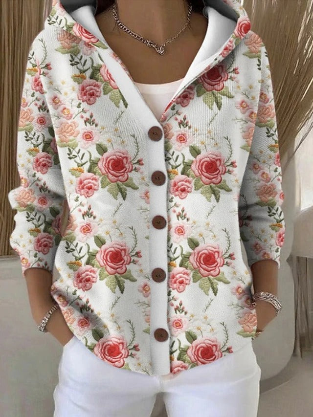 Leila | Button Hooded Sweater