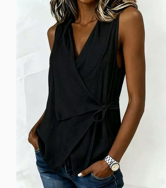 Sandy - Sleeveless Wrap Blouse