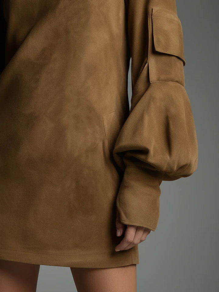 Tavira | Suede Turtleneck Mini Dress