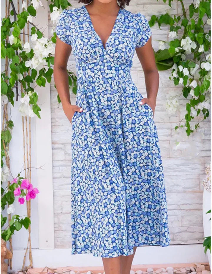 Zervou | Women's Summer Midi Dress with Pockets 2