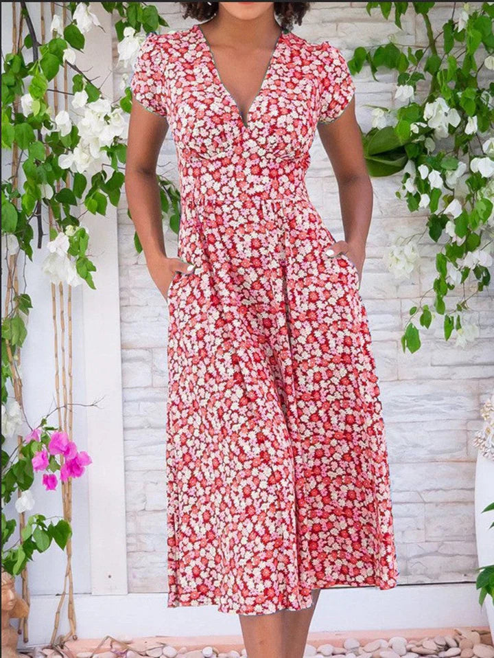 Zervou | Women's Summer Midi Dress with Pockets 4