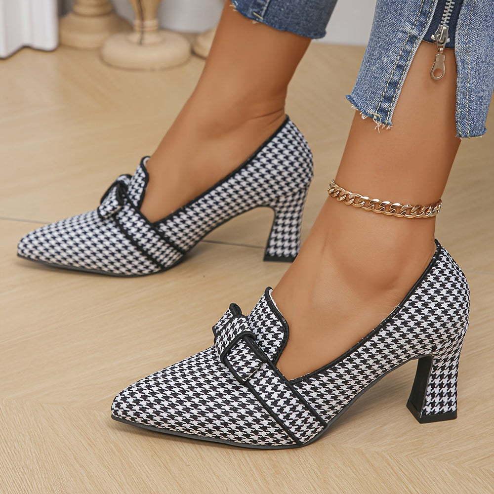 Estelle | Women's Loafers with Houndstooth Design-2