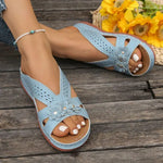 Trina | Wedge-heeled Flower Slippers