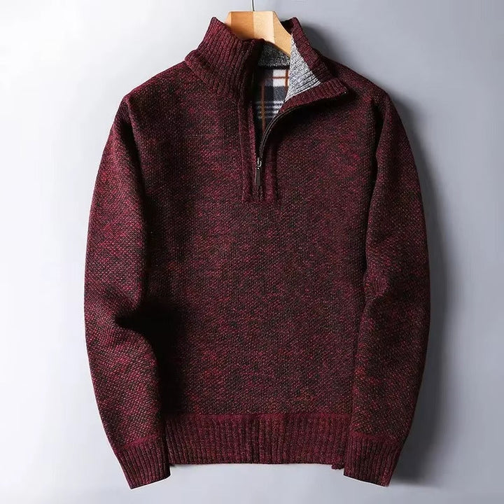 PADDED ZIP NECK SWEATER